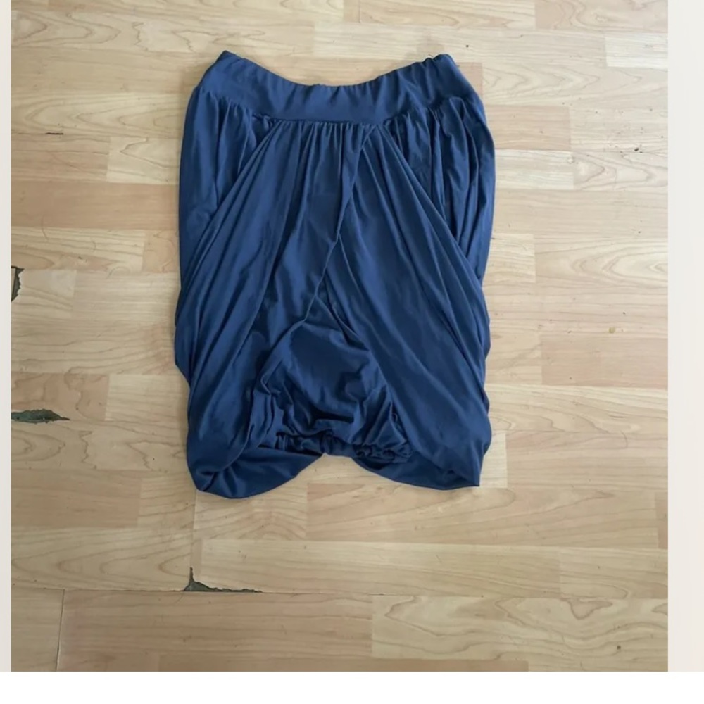 NEW RONEN CHEN Gwyneth Blue Skirt Size 4 Women Elastic Waist Draped Casual V14